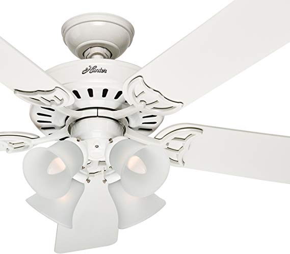 Hunter Fan 52 inch White Ceiling Fan with a Frosted Glass Light Kit, 5 Blade (Renewed)