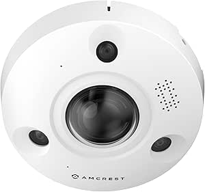 Amcrest Fisheye IP POE Camera, 360° Panoramic 12-Megapixel POE IP Camera, Heat Map Detection, Perimeter Protection, People Counting, 33ft Nightvision, MicroSD Recording, IP12M-F2380EW (White)