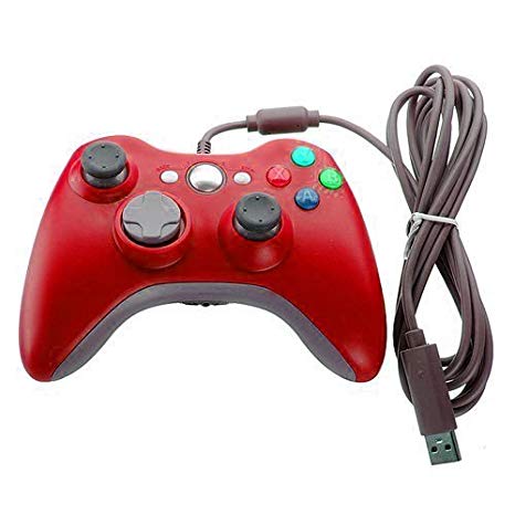 AMGGLOBAL® NEW RED COMPATIBLE WIRED USB CONTROLLER FOR MICROSOFT XBOX 360 & PC WINDOWS ELITE