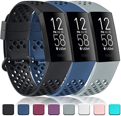 Vancle Bands Compatible with Fitbit Charge 4 Bands & Fitbit Charge 3 Bands, Soft Silicone Breathable Sport Band Replacement Wristbands with Air Holes for Charge 4 Charge 3 Charge 3 SE Fitness Tracker Women Men Small Large