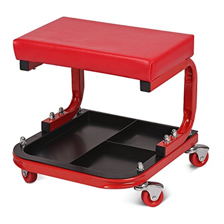 Excelvan TAS1403 Mechanics Creeper Seat Auto U Rolling Seat Stool Chair Garage Repair Stool (Capacity up to 220lbs)