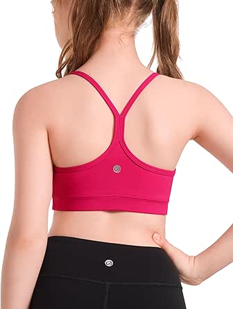 CRZ YOGA Butterluxe Girls Sports Bra - Spaghetti Strap Y Back Training Bras for Teens Racerback Yoga Bra Comfort Crop Top