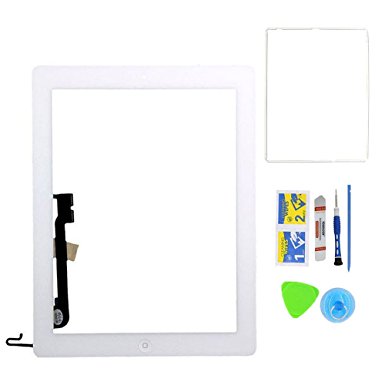 Monkey Touch Screen Digitizer Assembly for White iPad 4 Model A1458, A1459, A1460   Home Button,Adhesive Tape and Tools