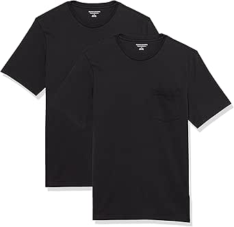 Amazon Essentials Men's T-Shirt Regular-Fit Short-Sleeve Crewneck Pocket, Pack of 2