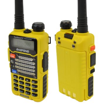 Baofeng Yellow UV-5R V2  (USA Warranty) Dual-Band 136-174/400-480 MHz FM Ham Two-way Radio, Improved Stronger Case, Enhanced Features