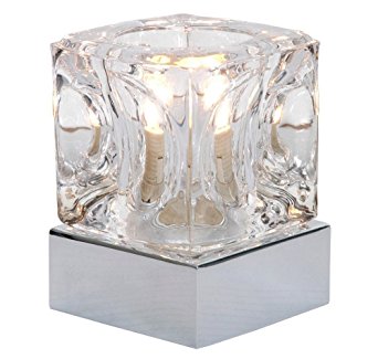 Modern Ice Cube Glass 4 Stage Touch Dimmable Table Lamp with Chrome Base By Haysom Interiors