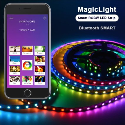 Airgoo® Smart Bluetooth RGBW LED Strip Light Kit - Smartphone App Controlled Multi Color LED Light 3.28FT for Computer Case Decoration or Computer TV Backlight, Home Decoration, Parties Decoration