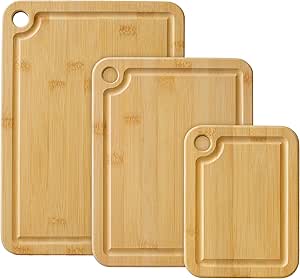 Totally Bamboo 3-Piece Bamboo Cutting Board Set with Juice Grooves; 3 Assorted Sizes of Bamboo Wood Cutting Boards for Kitchen