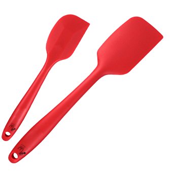 Mithium Premium Silicone Spatula Set of 2, Anti-Bacterial with Durable Lightweight Solid Steel Core, Non-stick Heat Resistant - Cherry Red