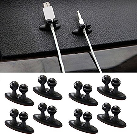 Bleiou 8PCS Multifunctional Adhesive Car Charger Line Clasp Clamp Headphone/USB Cable Car Clip Interior Accessories