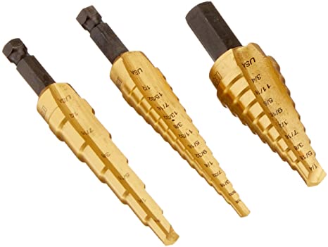 Irwin Industrial Tools 15502 Unibit 502T Titanium Nitride Coated Step Drill Bit Set with Nylon Pouch, 3-Piece