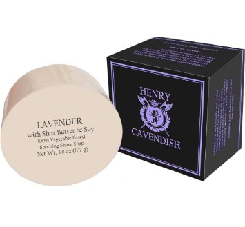 Henry Cavendish Lavender Shaving Soap with Shea Butter and Coconut Oil Long Lasting 38 oz Puck Refill All Natural Shave Soap Rich Lather Gives a Smooth Comfortable Shave