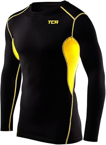 TCA Men's HyperFusion Compression Base Layer Top Long Sleeve Under Shirt - Mock Neck/Crew Neck