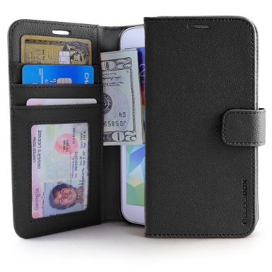 Galaxy S5 Case BUDDIBOX Wallet Case Premium PU Leather Wallet Case with Kickstand Card Holder and ID Slot for Samsung Galaxy S5 Black