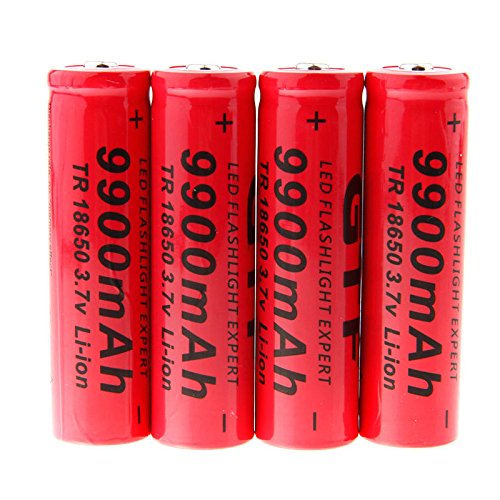 Hossen GTF 4pcs 3.7V 18650 9900mAh Li-ion Rechargeable Battery For LED Flashlight Torch