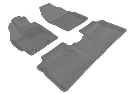 3D MAXpider Complete Set Custom Fit All-Weather Floor Mat for Select Toyota Prius Models - Kagu Rubber Gray