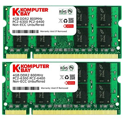 Komputerbay 8 GB (2 x 4GB) PC2-6400 DDR2-800 SoDIMM Dual Channel Laptop Memory Kit
