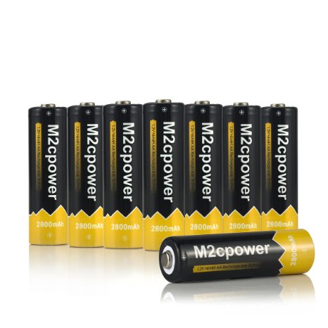 M2cpower® NiMH 2800mAh AA Rechargeable Batteries (8 Pack)