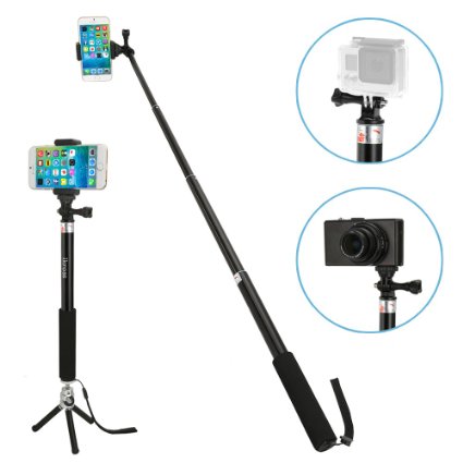 Monopod Selfie Stick iKross Smartphone  Camera Monopod Selfie Handheld Extendable Stick Pole with Mount Holder and Mini Tripod - Black