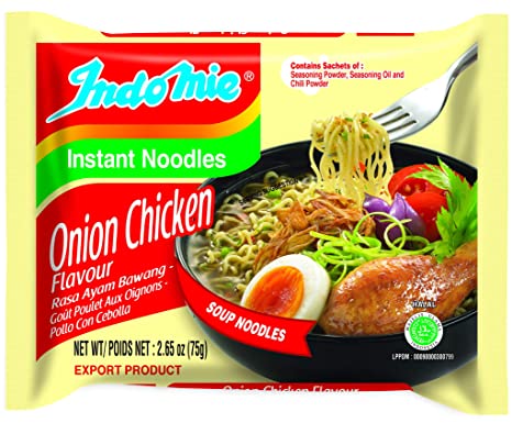 Indomie Instant Noodles Soup Onion Chicken Flavor for 1 Case (30 Bags)