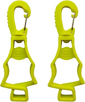 Seibertron Patented Glove Clips, Work Gloves Grabber Holder Clip to Pants, 2 Pieces Fluorescent Yellow