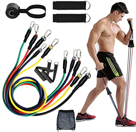 Resistance Bands Set,Exercise Bands,Fitness Stretch Workout Bands with Door Anchor, Handles and Ankle Straps,For Resistance Training, Physical Therapy, Home Workouts, Yoga, Pilates,For Men Women