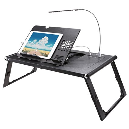 Ancheer Folding Adjustable Laptop Table with Built-in 10000mAh Rechargeable Power Bank and 2 USB Ports