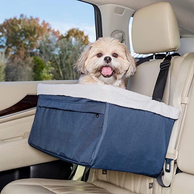 PetSafe Happy Ride Deluxe Booster Seat for Dogs - Elevated Pet Bed for Cars, Trucks and SUVs - Multiple Colors and Sizes, Includes Tether