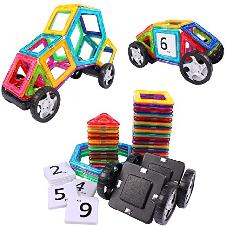 AMOSTING Magnetic Tiles Building Block Magnet Stacking Toy Set - 46pcs