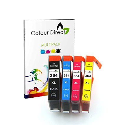 4 X Colour Direct Compatible Ink Cartridges Replacement For HP 364XL - Photosmart 5510, 5511, 5512, 5514, 5515, 5520, 5522, 5524, 6510, 6512, 6515, 6520, 7515, B010a, B109a, B109d, B109f, B109n, B110a, B110c, B110e, HP Photosmart Plus B209a, B209c, B210a, B210c, B210d, HP Deskjet 3070A, 3520, 3522, 3524, Officejet 4610, 4620 - 1 Black (550 Pages) 1 Cyan 1 Magenta 1 Yellow