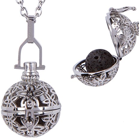 316l Stainless Steel Flower Lava Stone Aromatherapy Pendant/Locket Essential Oil Diffuser Necklace