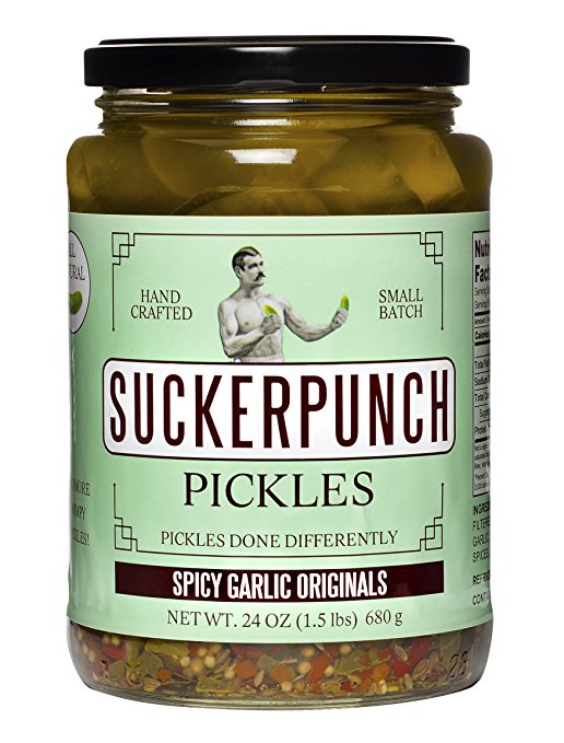 SuckerPunch Spicy Garlic Original Pickles 24 Ounce, Pack of 2
