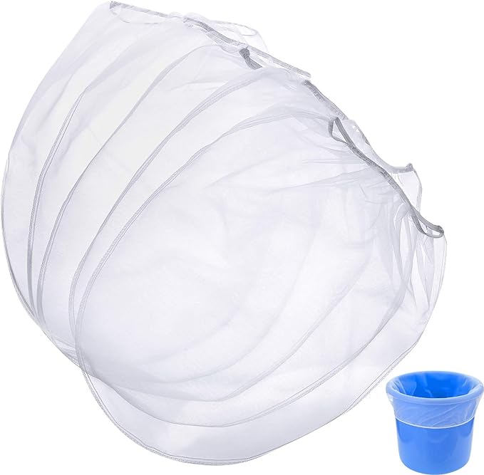 Paint Strainer Bags White Fine Mesh Filters Bag Bucket Elastic Opening Strainer Bags Hydroponic Paint Filter Bag for Paint Gardening (20 Pieces,1 Gallon)