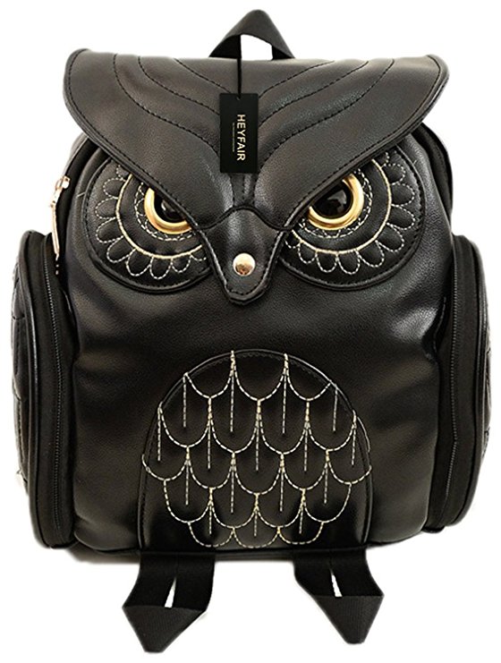 HEYFAIR Women Cute Owl Leather Backpack Casual College Bags Daypacks Boys Girls