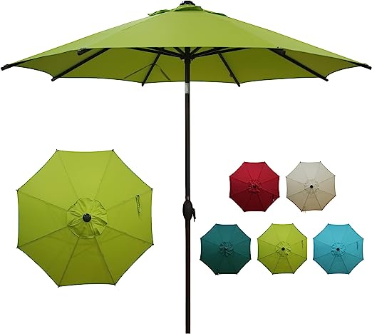 Abba Patio Patio Umbrella Market Outdoor Table Umbrella with Auto Tilt and Crank for Garden, Lawn, Deck, Backyard & Pool, 8 Sturdy Steel Ribs,