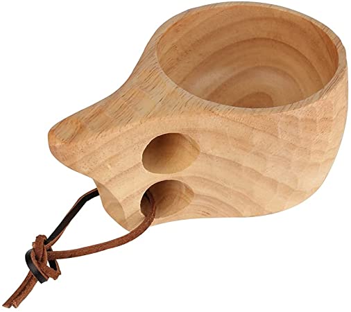 Natural Wooden Tea Coffee Cup Portable Wooden Handle Handmade Mug Drinks for Camping Hiking Survival (D)