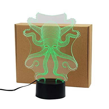 Octopus Marine Animals 3D Acrylic Visual Touch Table Lamp Enlightenment USB LED Children's Decor Desk Night Light 3D-TD158