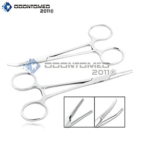OdontoMed2011 5" STRAIGHT   5" CURVED HEMOSTAT FORCEPS LOCKING CLAMPS - STAINLESS STEEL NEW