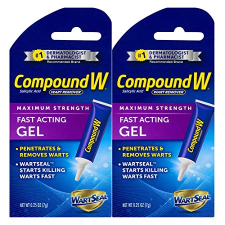 Compound W Salicylic Acid Wart Remover | Maximum Strength Fast Acting Gel | 0.25 oz | Pack of 2