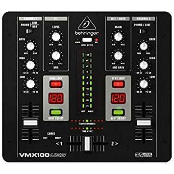 Behringer Pro Mixer VMX100USB Professional 2-Channel DJ Mixer with USB/Audio Interface