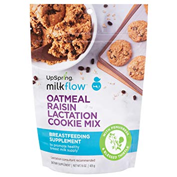 UpSpring Milkflow Fenugreek and Blessed Thistle Lactation Cookie Mix, Oatmeal Raisin, 24 Cookies