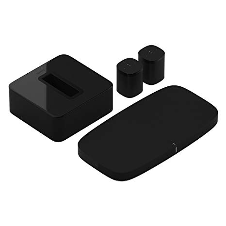 Sonos 5.1 Surround Set – Home Theater Surround Sound System with Playbase, Sub and a set of two Sonos One Alexa Enabled Speakers for TVs on stands or other furniture. (Black)