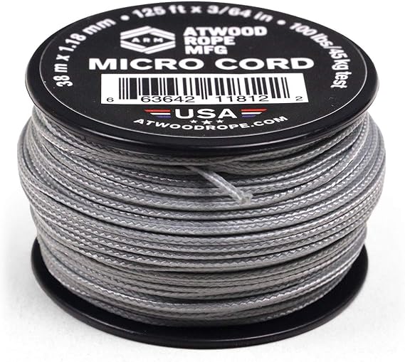 Atwood Rope MFG Micro Utility Cord 1.18mm X 125ft Reusable Spool | Tactical Nylon/Polyester Fishing Gear, Jewelry Making, Camping Accessories