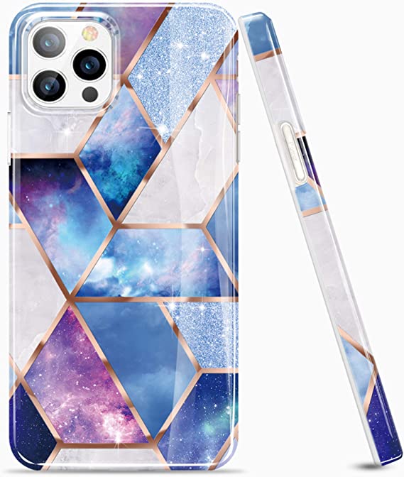 luolnh iPhone 12 Pro Max Case Marble Case,Geometric Design Shockproof Flexible Soft Silicone Rubber TPU Bumper Cover Skin Case for iPhone 12 Pro Max 6.7 Inch 2020-Starry Sky