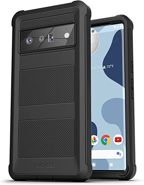 Encased Falcon Designed for Pixel 6 Pro Case, Protective Full Body Phone Case for Google Pixel 6 Pro (Black)