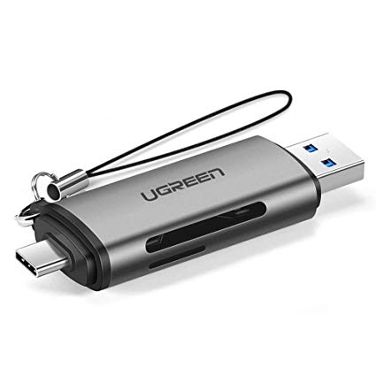 UGREEN SD Card Reader USB Type C USB 3.0 OTG Memory Card Adapter Portable 2 Slots for TF, SD, Micro SD, SDXC, SDHC, MMC, RS-MMC, Micro SDXC, Micro SDHC, UHS-I for Mac, Windows, Linux, PC, Laptop