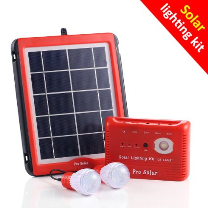 Multipurpose Solar Lighting Kit Fast Charging Speed 5W Solar Panel 8000mah Lithium Battery Pack with 3Modes LED Flashlight and Super Bright 260Lumens Led Bulbs Multifunction USB Included