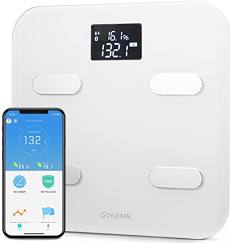 Yunmai Bluetooth 4.0 Smart Scale and Body Fat Monitor, White