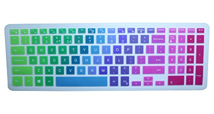 CaseBuy Colorful Silicone Keyboard Cover for Dell Inspiron 15 3000 5000 i3541 15-3542 i3543 i3551 i3552 i3558 i3559 15-5545 i5547 i5548 i5555 i5558 i5559 15-7559 17-5748 17-5749 17-5758(Rainbow)