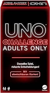 Mattel Games - UNO Challenge Adults Only - Kartenspiel für Erwachsene,  18 Spiel für Spieleabende, Reisen, und für Partys, UNO DARE Deutsche Version, JBF58